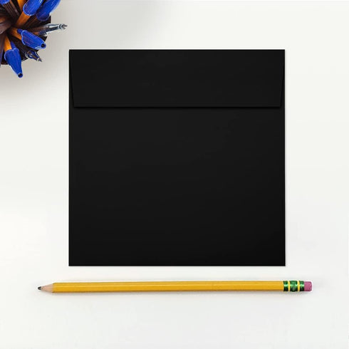 LUXPaper Square Invitation Envelopes | Peel & Press | 5 1/2" x 5 1/2" | Midnight Black | 80lb. Text | 50 Qty...