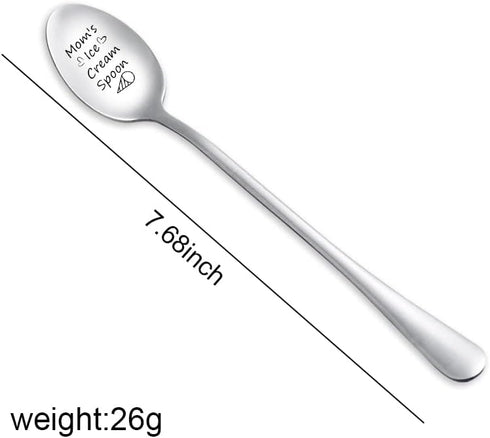 Gifts for Mom Ice Cream Spoon from Daughters Sons Mother Spoon Gift for Mom Mothers Day Birthday Gifts for Mama Spoons Engraved Spoon for Tea Coff...