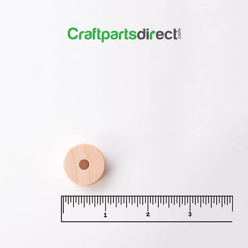1 inch x 3/8 inch Flat Slab Wooden Toy Wheel, 1/4 inch Hole - Unfinished Blank | 50 Pack...
