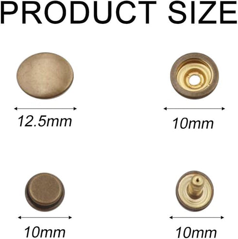 24 Sets Leather Snaps Fasteners Kit, BetterJonny 12.5mm Heavy Duty Metal Snap Buttons Press Studs Leather Rivets Snaps with 4 Setter Tools for Clo...