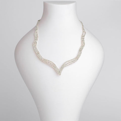 Unicra Wedding Jewelry Set Silver Rhinestone Necklace Earrings Set Prom Party Jewelry sets for Brides and Women...