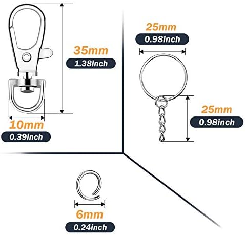 100 Pcs Swivel Snap Hook and Key Rings with Chain and Jump Rings for Keychain Lanyard DIY Jewelry Crafts Accessories(50 Pcs Lanyard Snap Hooks+50 ...