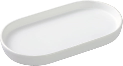 White Round Soap Dispenser Tray - 8'' Ceramic Vanity Tray for Bathroom Decorative, Jewelry Ring Dish, Comestic Holder, Kitchen Sink Countertop Org...