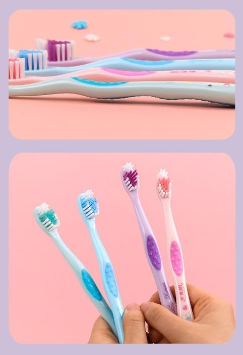 Individually Packaged Cute Toothbrush Set, Compact Head (Sky blue, 3 Count)...