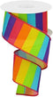 Rainbow Horizontal Stripe Canvas Wired Edge Ribbon - 10 yards (Neon Multi, 2.5")...