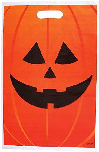 GiftExpress 50?Pack 11??×?17? Jack O ?Lantern Trick or Treat Goody Bags – Durable Plastic Halloween Party Favor Bags...