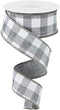 Plaid Check Wired Edge Ribbon - 10 Yards (Grey, White, 1.5 Inches)...