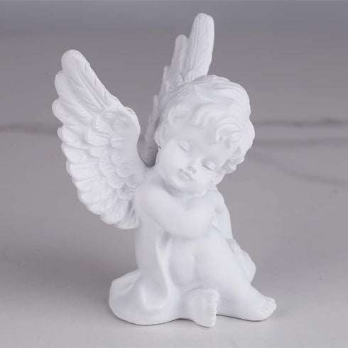 2 Pack Resin Cherubs White Angel Statue Figurine, Garden Sleeping Cherub Statue Sculpture Indoor Outdoor Home Decoration, Cute Adorable Angle Scul...