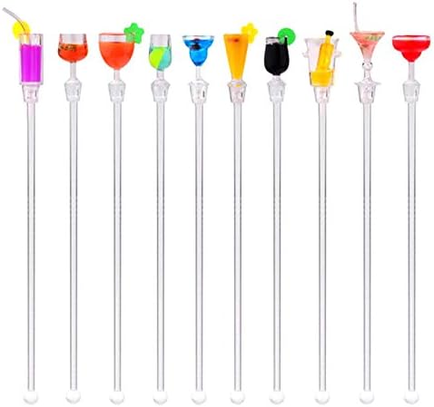 Cocktail Mixing Spoon, Cup Acrylic Mixer Bar puddler Swizzle stick Sticks 10 pcs...