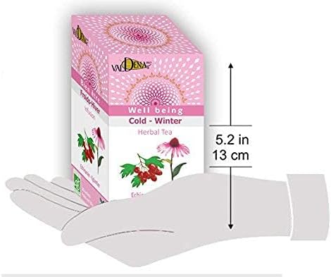 Valdena Bio Organic Echinacea Rosehip Herbal Tea Infusion (Pack of 3, total of 60 individually wrapped Tea Bags) Immunity boost, Immune support, W...