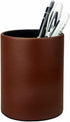 Pen Pencil Holder Cup Container PU Leather Desk Organizer Stand Decor Brush Scissor Holder Decoration Office Desk Home School (3.3" x 3.3" x 4", B...