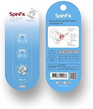 SpinFit CP240 Double Flange - S - Patented Silicone Eartips for Replacement (1 Pair, Insert Included)(for Nozzle Diameter from 4.5-5m, w/Insert fr...