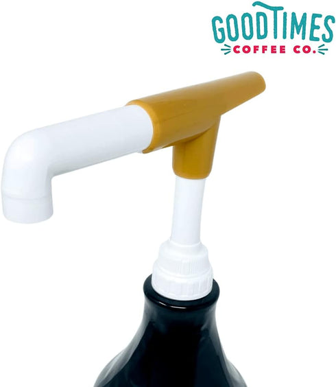 Good Times Coffee Co. Sauce Pump Dispenser (Pack of 2), Fits 87.3 to 90.4 Ounce Bottles, Gold...