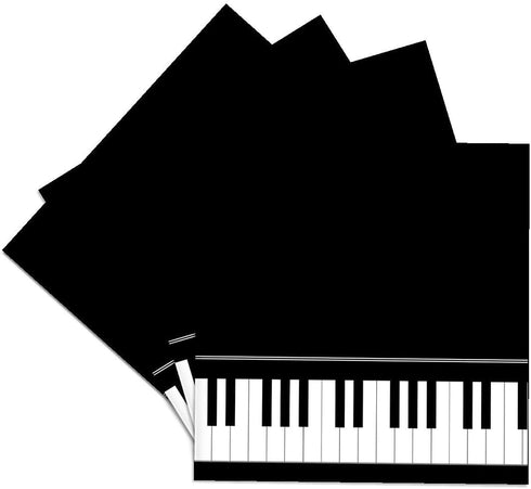 3dRose CST_112947_3 Black Piano Edge-Baby Grand Keyboard Music Design for Pianist Musical Player Musician Gifts-Ceramic Tile Coasters, Set of 4...