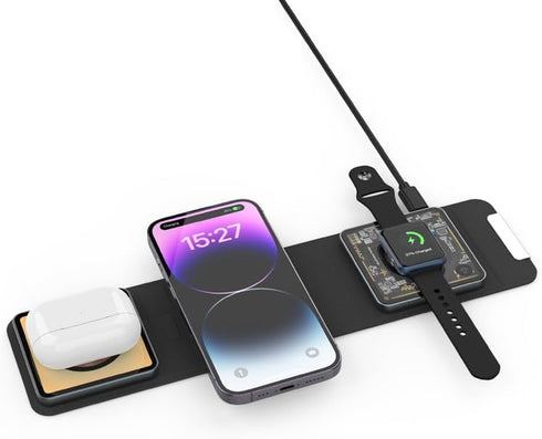 Veloxa Wireless Charger 3 in 1 Charging Station for Apple,Magnetic Foldable Charger for Travel,Wireless Charger Pad for iPhone,AirPods Wireless/Pr...