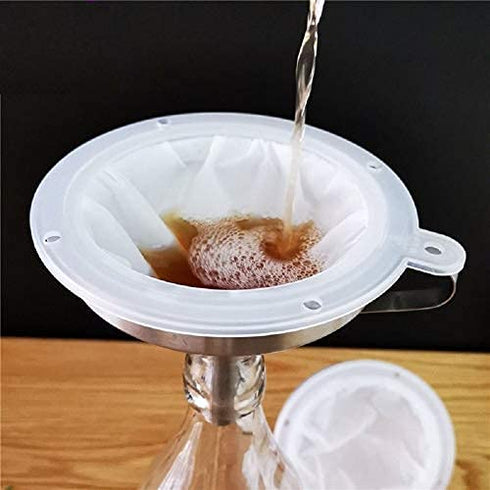 5-Inch Funnel with Fine Mesh Strainer, 304 Stainless Steel Funnel with Extra Fine Mesh Strainer 200 Mesh Cooking Oil Filter Strainer for Juice Str...
