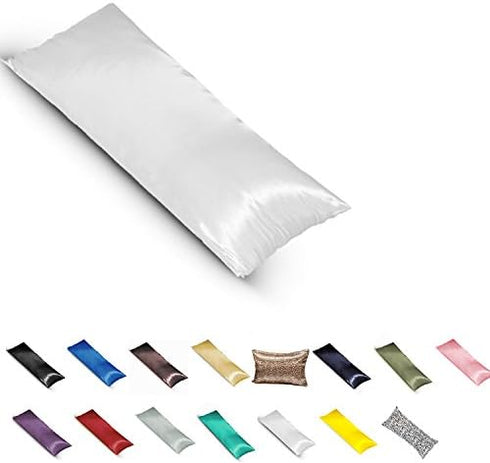 TAOSON Silky Soft Satin Body Pillow Cover Pillowcase Pillow Protector Cushion Cover with Zippers (21"x54",White)...