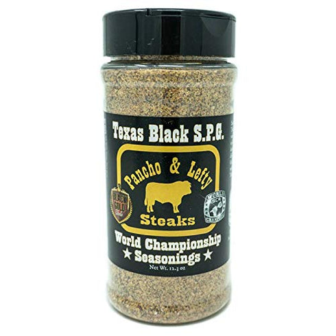 Pancho and Lefty Steaks Texas Black S.P.G. 12.3 Oz. Black Gold Garlic World Championship Seasoning...