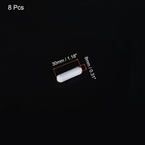 MECCANIXITY Magnetic Stirrer Mixer Stir Bar Rod 30mm(1.18") x8mm Cylinder Shape PTFE Coating Magnet White for Laboratory 8Pcs...