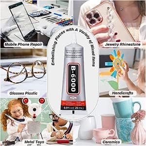 B6000 Jewelry Glue Clear Rhinestone, Inlay Glue, Pendant Adhesive, Craft Adhesive Glue with Precision Tip Multifunctional Fabric Glue (25, Grams)...