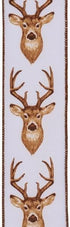 Deer Heads Wired Edge Ribbon - 2.5" x 10 Yards (White, Brown, Tan, Caramel)...