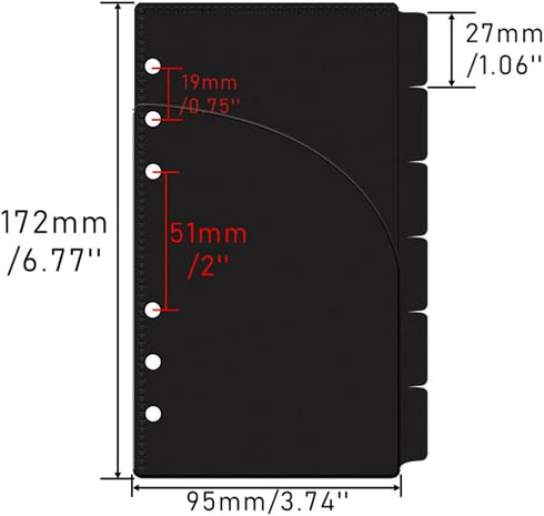 NatSumeBasics 12pcs Black A6 Binder Pocket Dividers with Label Sticker A6 Cash Envelopes for 6 Ring Budgeting Binder Inserts Supplies Accessories ...
