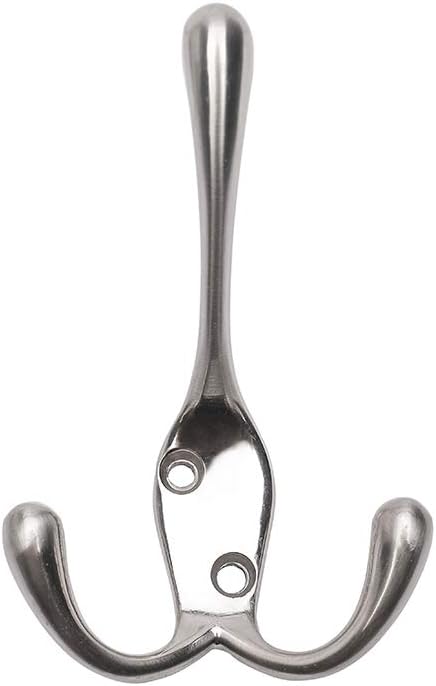 Coat Hooks with Three Flared Prongs,3.5 Inch Heavy Duty Coat Hat Hook 5 Pack Satin Nickel...