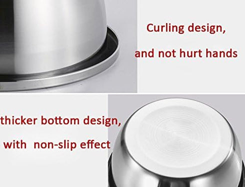 meleg otthon Stainless Steel Bowl,3QT Salad Bowl,Metal Bowls,Stainless Steel Basin,Heavy Duty Deeper Edge Mirror Finish Dishwasher Safe bowl (M)…...