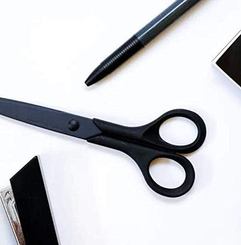 ALLEX Black Scissors All Purpose Sharp Japanese Stainless Steel Blade, Non-Sticking Fluorine Coating Blade for Adhesive Tape, Made in JAPAN...