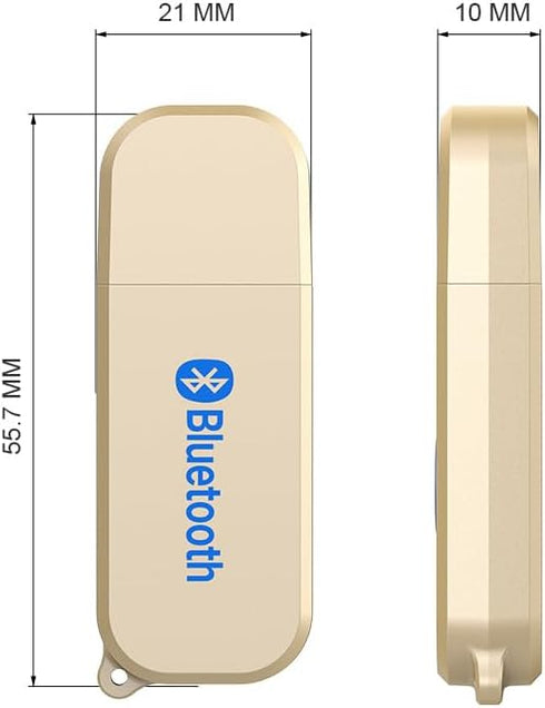 Mini Bluetooth 5.3 Car Adapter, USB Bluetooth Receiver with Stereo Wireless 3.5mm Aux Jack Adapter Hands-Free Car Kit Built-in Mic for Car, Home S...