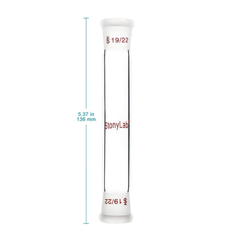stonylab Glass Straight Connecting Adapter, Borosilicate Glass 90mm Between Two 19/22 Ground Outer Standard Taper Joints for Laboratory Lab Supply...
