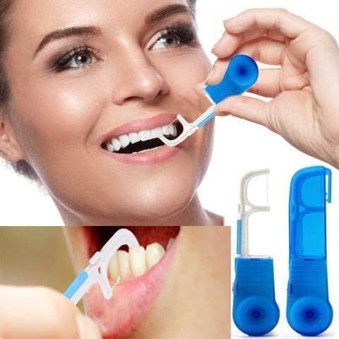 2PCS Oral Care toothpicks (Including 2 30m Floss) Replaceable self-Cutting Floss Holder Toothpick Floss Holder....