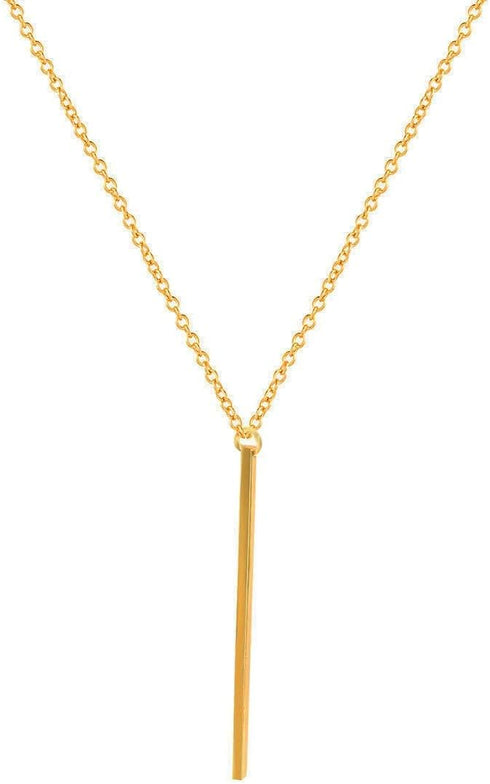 Bar Pendant Necklace Gold Long Y-Necklace Delicate Lariat Chain Jewelry for Women...