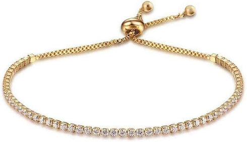 Adjustable Tennis Bracelet Cubic Zirconia Classic Tennis Bracelet Iced Out Tennis Sliding Adjustable Bracelets Rhinestone Bracelets Jewelry for Wo...