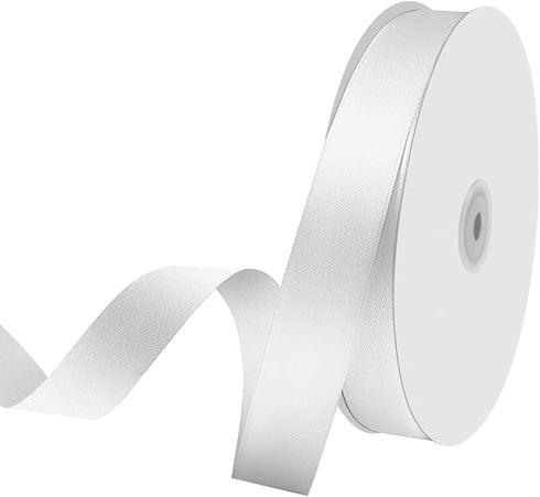 1" x 100 Yards Satin Ribbon - White Silk Ribbon with Spool - Ideal for Gift Wrapping, Floral Bouquets, Crafts, Wedding Party Decorations, Christma...