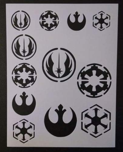Harissa Star Wars Rebel Empire Sith Jedi Logo Seal 8.5'', x 11'', Stencil Fast Reusable, Sturdy, Cut Stencil Sheet (not Paper)...