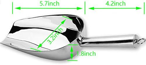Ice Scoop 8oz, 9.9 Inch Small Stainless Steel Metal Food Scoops for Kitchen Bar Party Wedding, Superb mirror polish surface, Heavy Duty & Anti Rus...