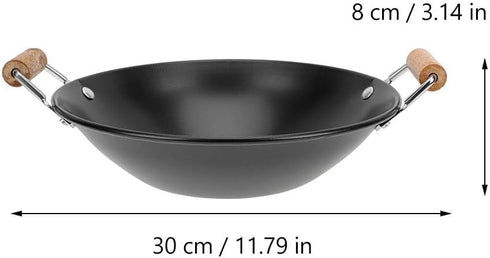 PRETYZOOM Stainless Steel Griddle Double Handle Hot Pot Kitchen Supply Deep Frying Pan Kitchen Food Wok Daily Use Metal Wok Fine Wok for Cooking R...