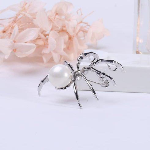 Gothic Halloween Spider Brooch Pins Set Micro Pave Polished Mother of Pearl Body Head Crystal for Women Mother Halloween Costume Party Decoration ...