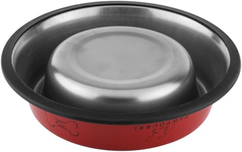 Printed Anti-Skid Water and Food Feeding for Dogs and Cats Feeder Stainless Steel Pet Bowl (23.6 fl oz, Red)...