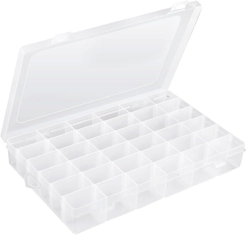 ZANZANYUHANG 36 Grids Clear Plastic Organizer Box, Craft Organizers and Storage, Bead Organizer with Adjustable Dividers, Jewelry Organizers and S...