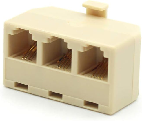 Modular Telephone Splitter Adapter RJ11 6P4C Snap-In Male to Female 3-Way Line Socket Triplex Divider Connector RJ11 Phones Plug Jack Cord Cable W...