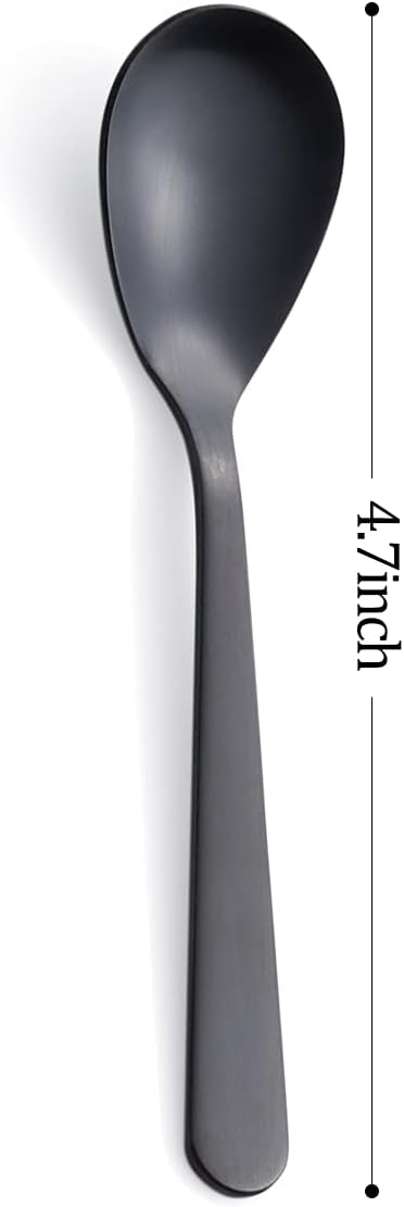 Matte Black Demitasse Espresso Coffee Spoons, Stainless Steel Satin Finish, Mini Teaspoons, Sugar Spoons, 4.7-inch, Set of 6...