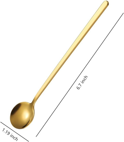 6.7 Inches 304 Stainless Steel Mixing Spoons, Stirring Spoons, Tea Spoons, Gold Teaspoons, Ice Tea Spoons, Set of 4 (Gold)...