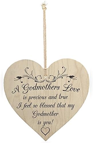 Meijiafei Blessed with Godmothers Love Wooden Hanging Heart Plaque Sign Present...