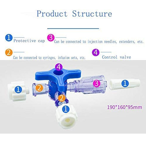 6pcs Disposable Medical Valve 3-Way Stopcocks with Luer Connections Male Lock for School Projects, Hobbies DIY Experimental Research Projects...