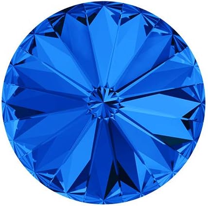 6-pcs 12mm Austria Crystal 1122 Rivoli Button with Shank, SW-1122BT (Sapphire)...