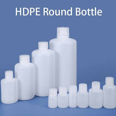 250ml/2 Pcs HDPE Narrow Mouth Round Container, Leak Proof Plastic Lab Chemical Reagent Bottles, Water Sample Bottles (Translucence, 8.45 oz)...