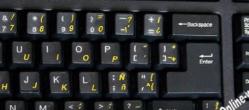 Spanish Latin American Keyboard Stickers Transparent Background Yellow Letters for Any Laptop Computer PC Desktop Notebook...