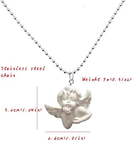 2pcs Cute Cupid Angel Pendant Stainless Steel Necklace, Long Chain Baby Shaped Jewelry Sweetheart for Women Man Friendship Girl Gifts...